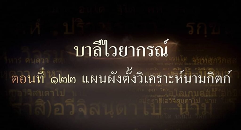 ตอนที่ ๑๒๒ แผนผังตั้งวิเคราะห์นามกิตก์
