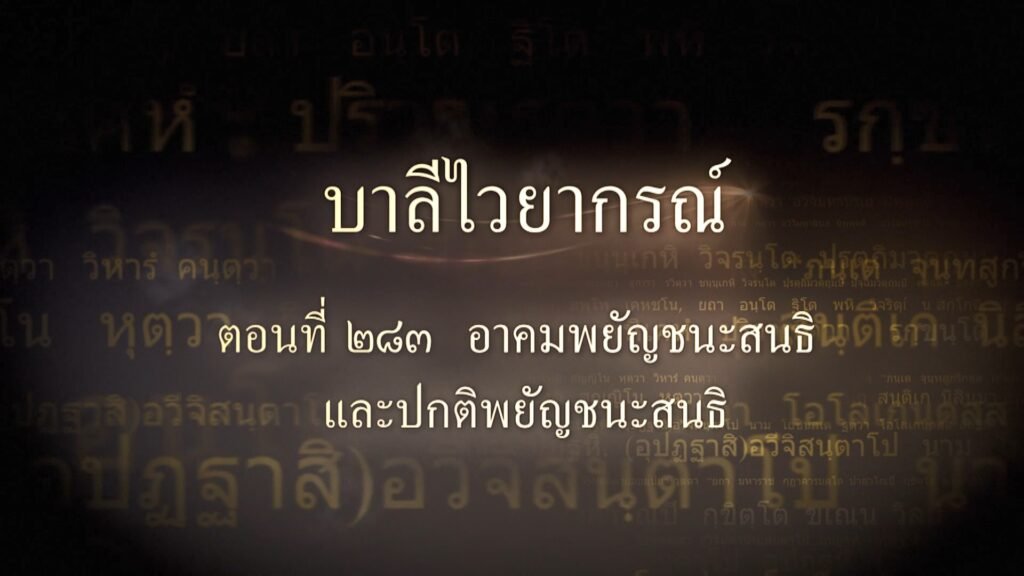 ตอนที่ ๒๘๓ อาคมพยัญชนะสนธิ และปกติพยัญชนะสนธิ